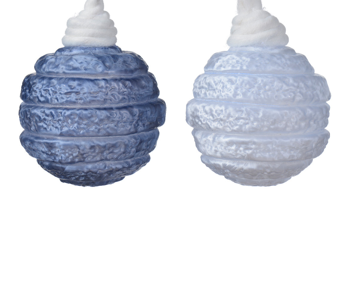 Homesmiths Baubles Glass With Relief Night Blue 8cm