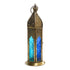 Hilalful Blue Chic Tall Brass Antique Lantern Blue Turquoise Duo Glass