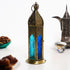 Hilalful Blue Chic Tall Brass Antique Lantern Blue Turquoise Duo Glass