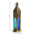 Hilalful Blue Chic Tall Brass Antique Lantern Blue Turquoise Duo Glass