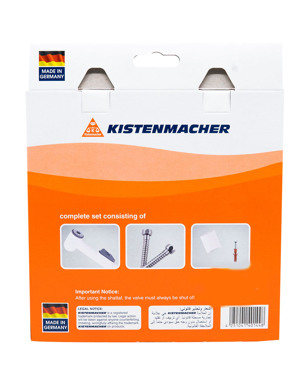 Kistenmacher Shattaf Antikalk White with 100cm Hose