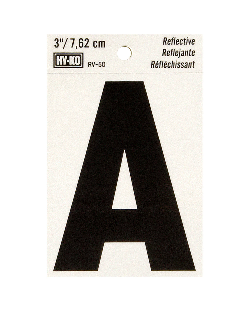 Hy-Ko 3 Inches Black Reflective Letter A