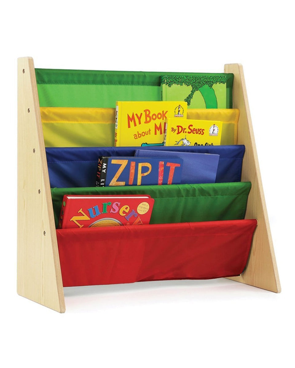 Homesmiths 5 Shelf Book Rack Wood Melamine (Beige) With 5 Multicolor Fabric, D30cm x W65cm x H65cm