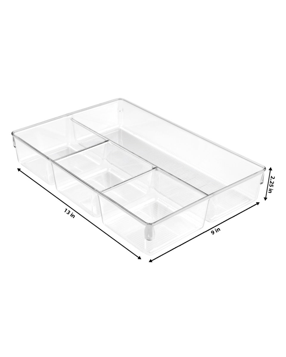 Interdesign Linus Dresser with 4 Divider 9 x 13 x 2.2 inch Clear