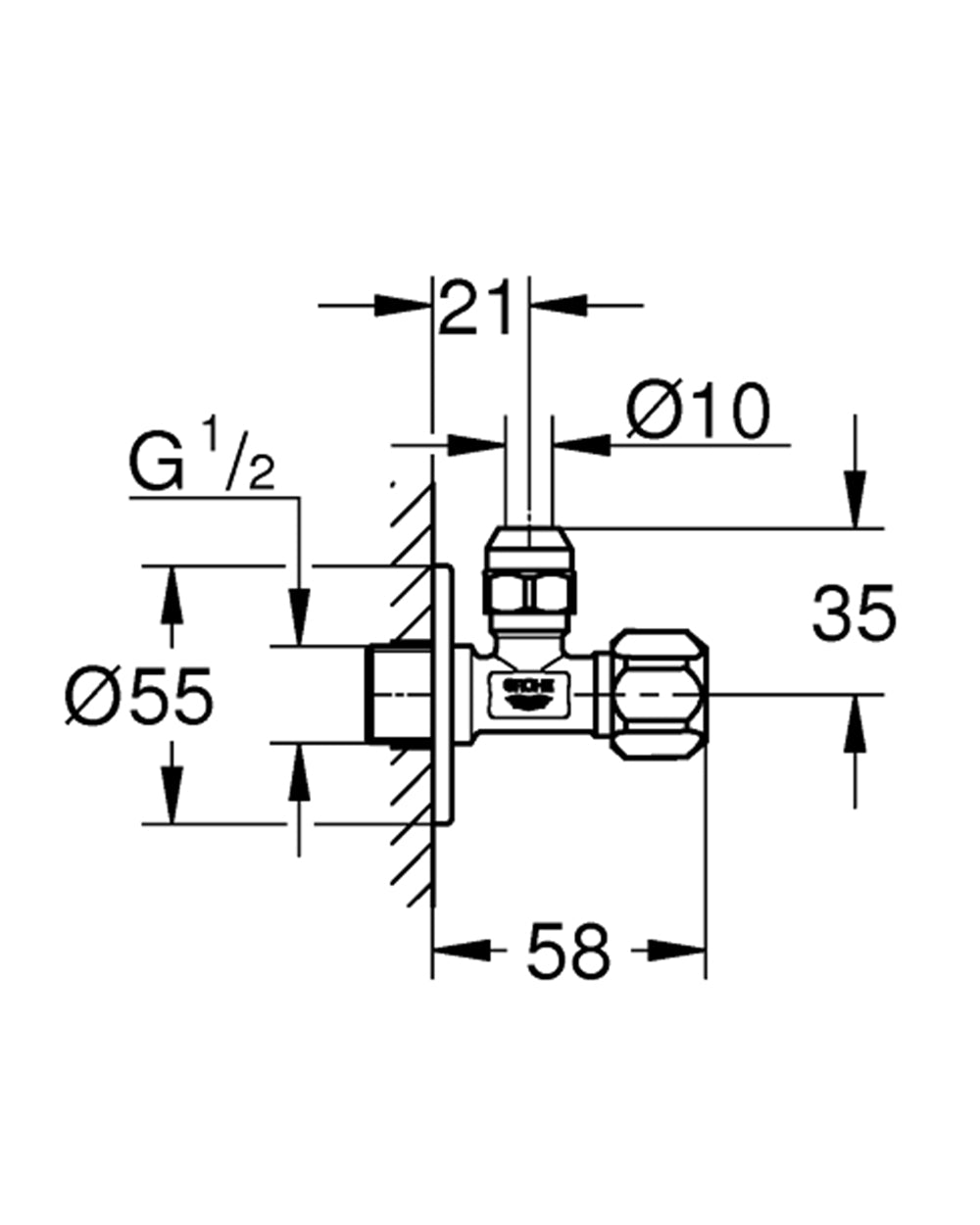 Grohe Angle Valve 1/2-inch X 3/8-inch