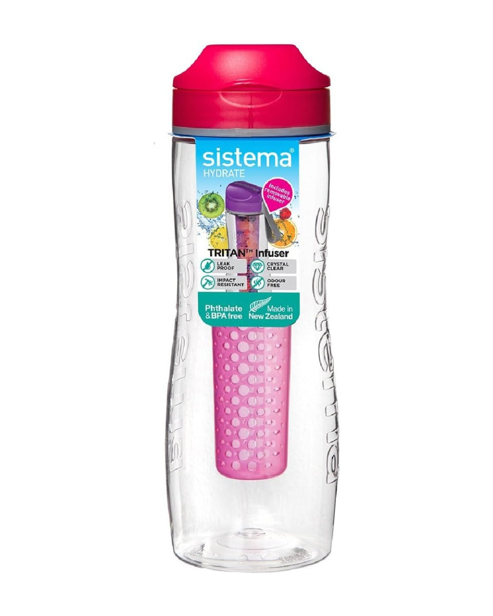 Sistema 800ml Tritan Infuser Bottle Pink