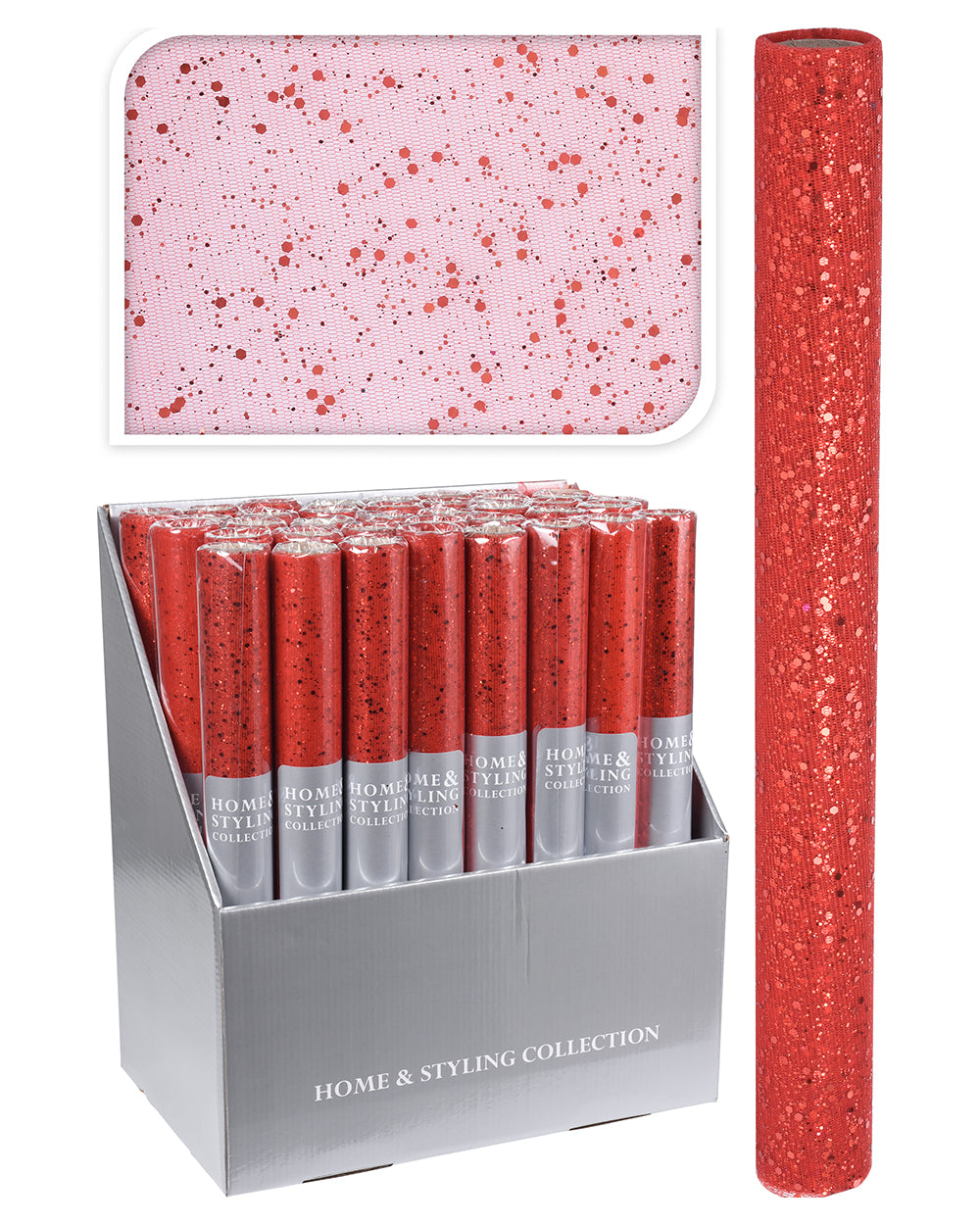 Homesmiths Christmas Decofabric Glitter 38X200Cm Red