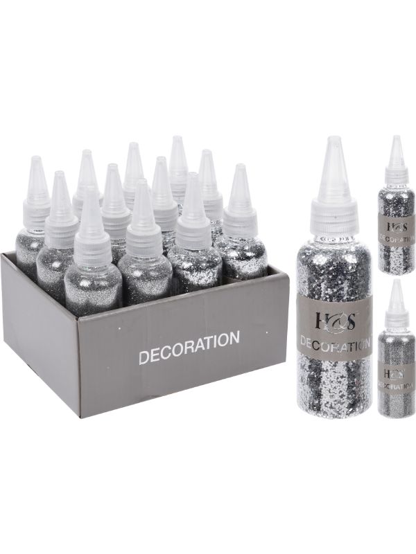 Christmas Glitters Silver In Bottle 40Gram Assorted Design 1 Bottle Per Pack