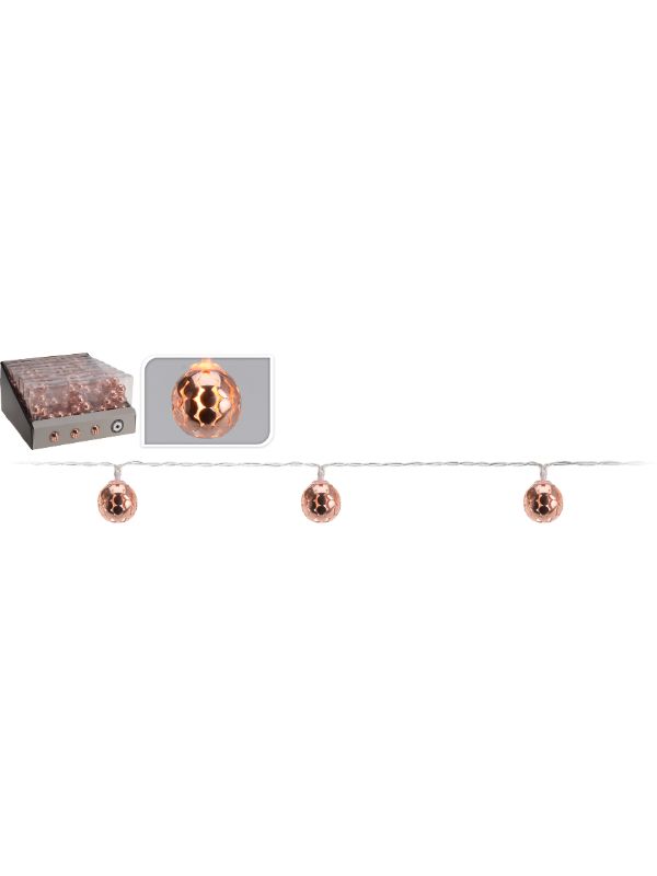 Homesmiths Christmas LED Chain Ball 25Mm Copper