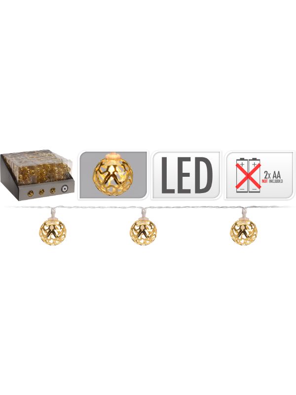 Homesmiths Christmas LED Chain Ball 28Mm Gold