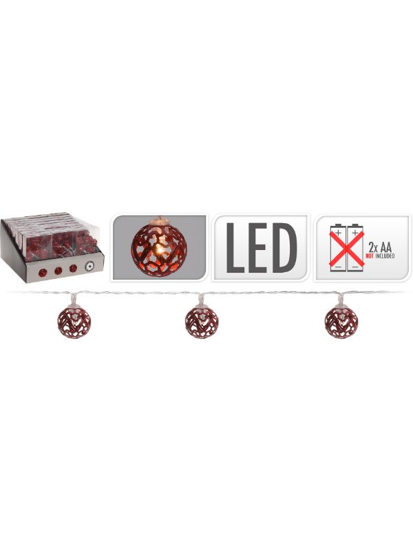 Homesmiths Christmas LED Chain Ball 28Mm Red