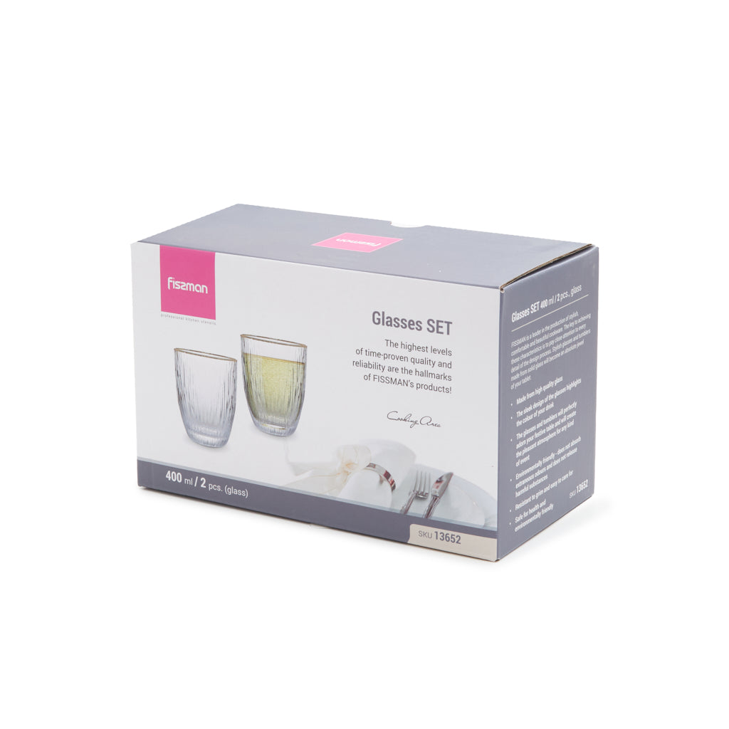 Fissman 2 Pieces Glasses 400ML Glass