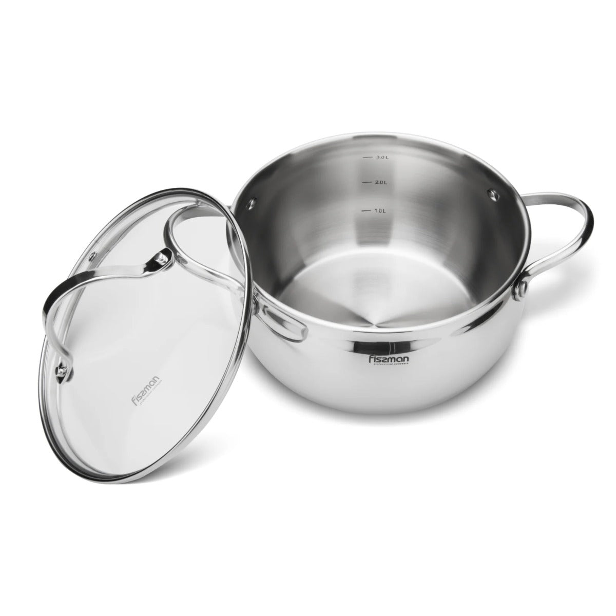 Fissman Martinez 6 Pieces Cookware Set 18/10 Stainless Steel Multi-Layered Induction Bottom Silver