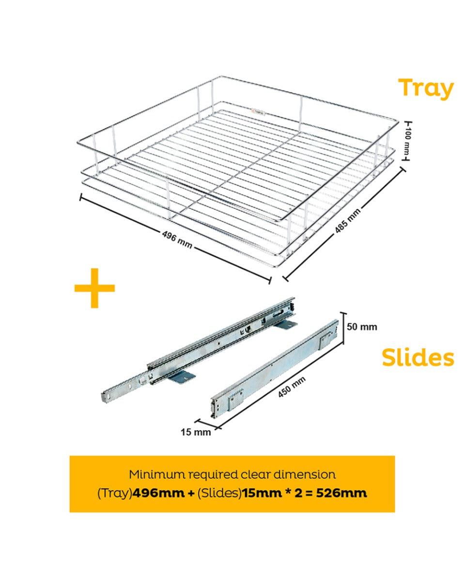 Tansel Pantry Pull Out Drawer with Slides L 496 x H 100 x W 485 mm