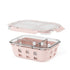 Beola 3 Compartment Glass Food Storage Container With Silicone Protective Sleeve, 1050Ml Blush Pink
