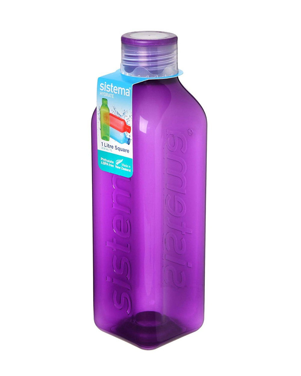 Sistema 1L Square Water Bottle Purple