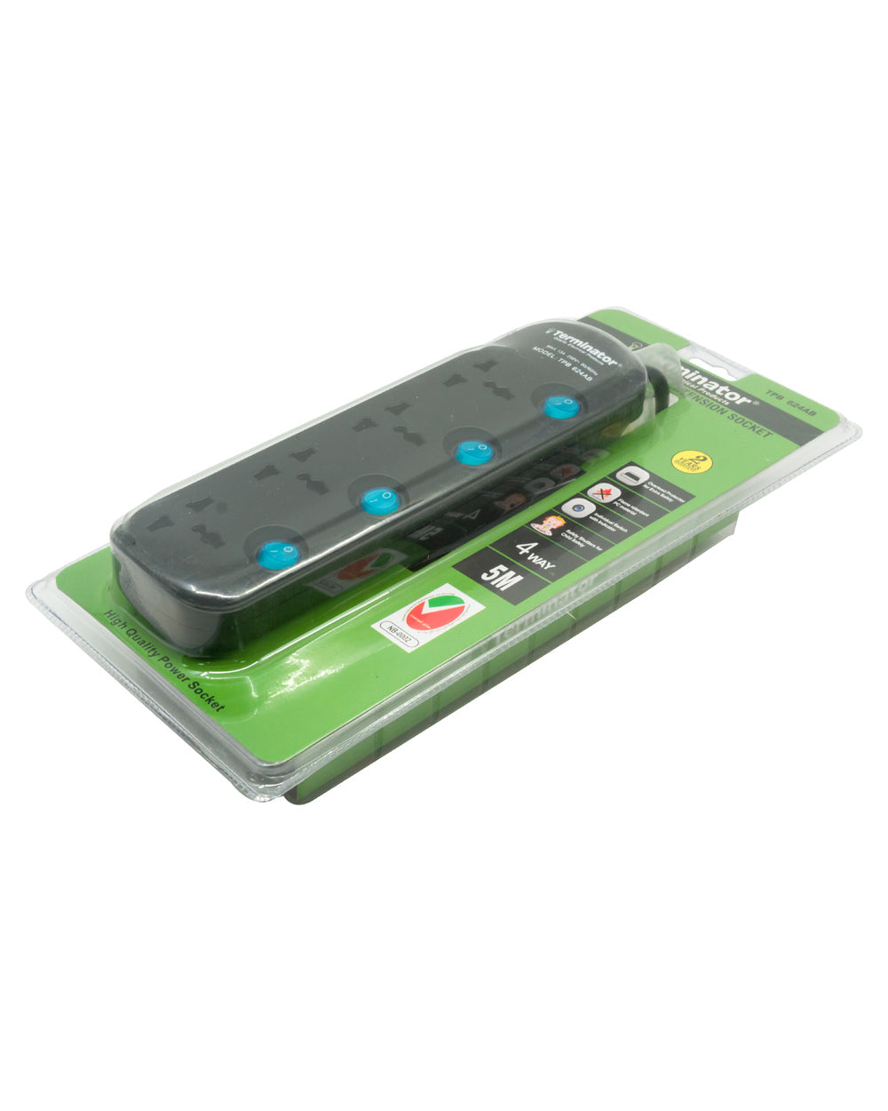 Terminator 4 Way Universal Power Extension Socket 5 Meter