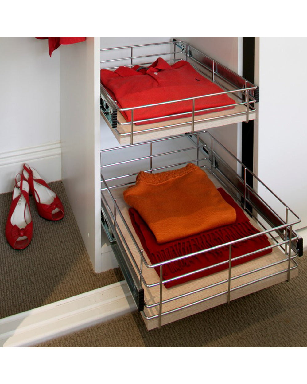 Tansel Wardrobe Pull Out Drawers with Slides L 396 x H 100 x W 485 mm