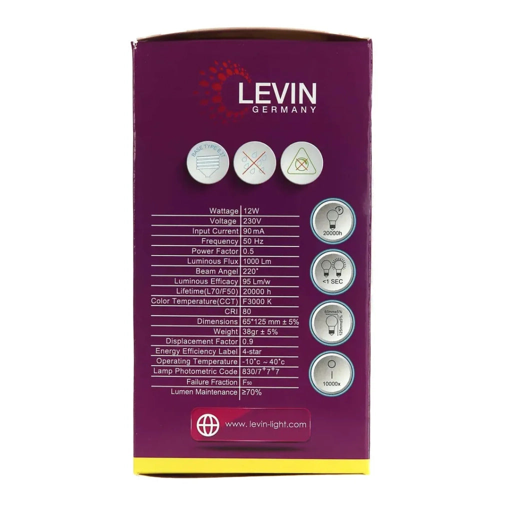Levin LED A-BULB 12W 3000K E27