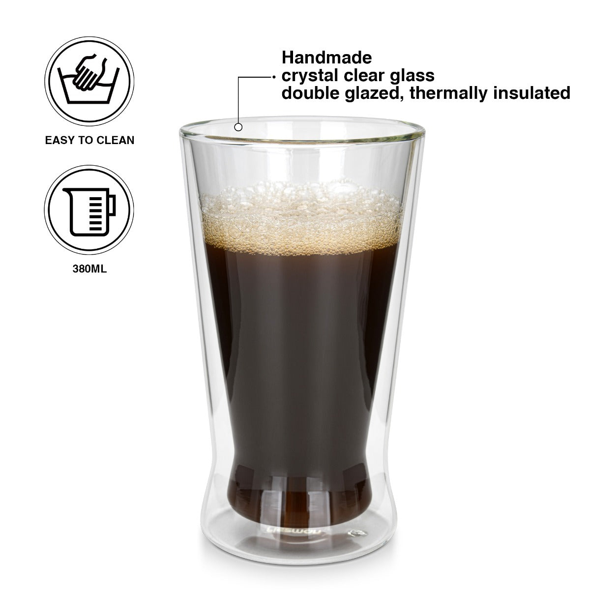 Fissman Set of 2 Double Wall Glasses 380ML Borosilicate Glass