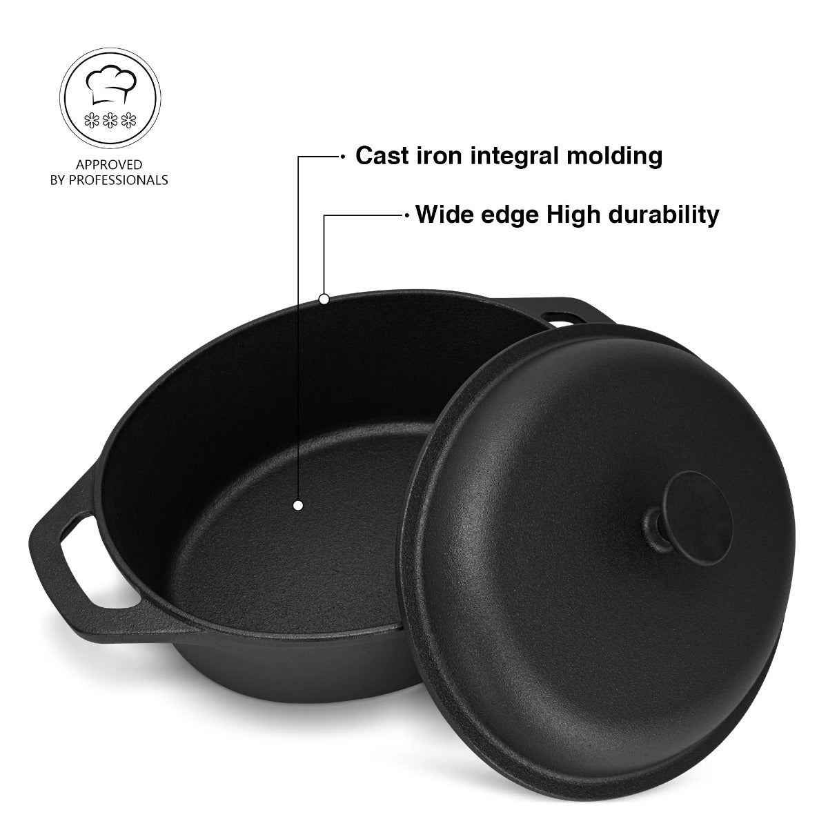 Fissman Casserole with Lid  33 x 26cm / 6L With Lid Cast Iron