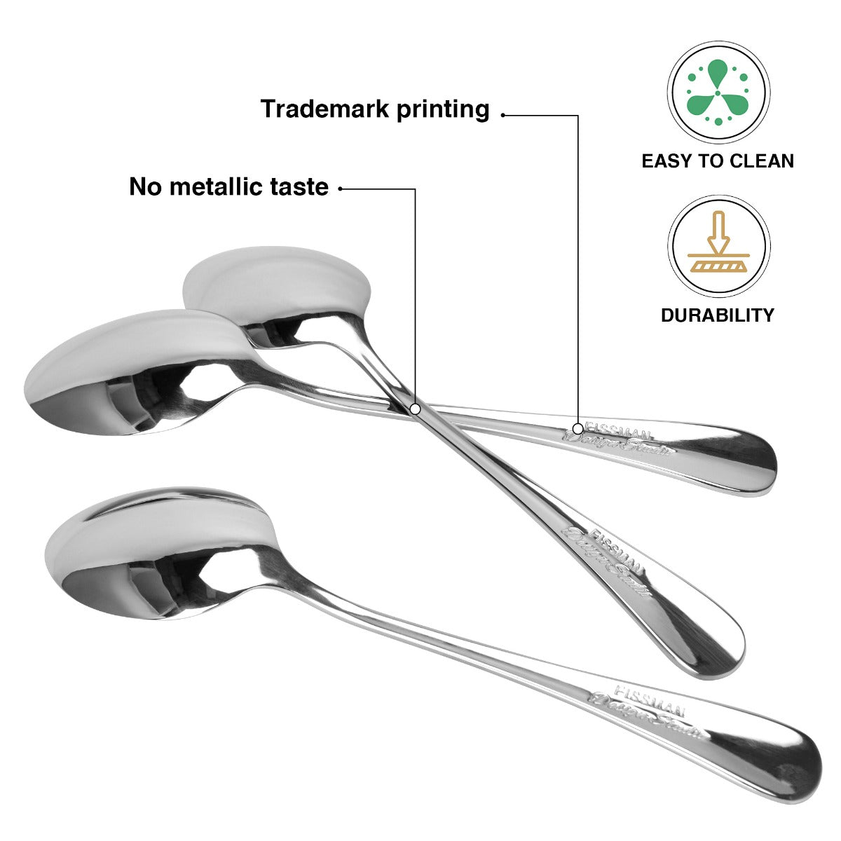 Fissman Set of 3 Dessert Spoons Flavia 17cm Stainless Steel