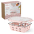 Beola 3 Compartment Glass Food Storage Container With Silicone Protective Sleeve, 1050Ml Blush Pink