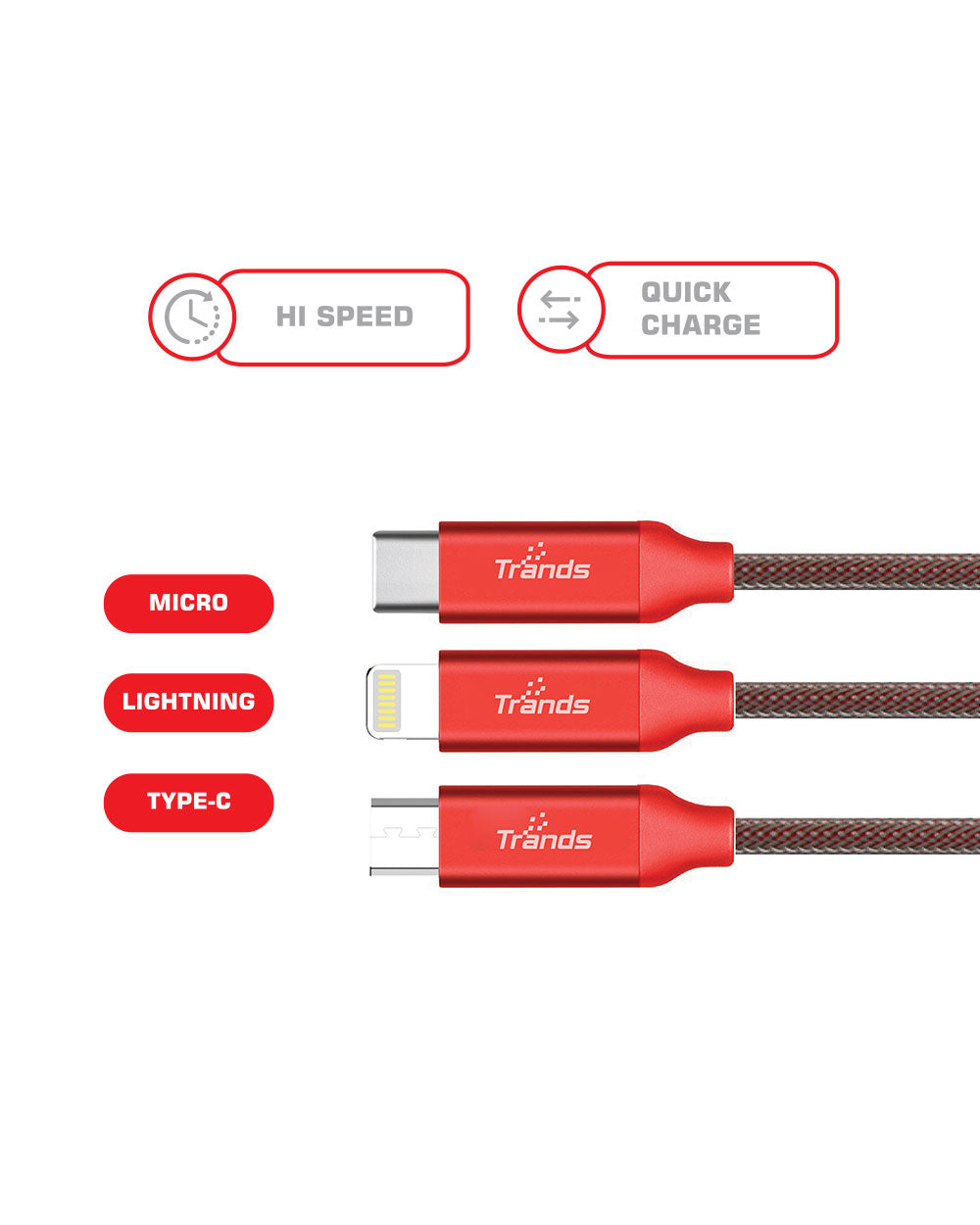 Trands 3 in 1 USB Hi Speed Charging Cable
