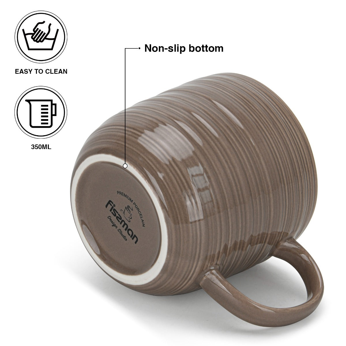 Fissman 2 Pieces Mugs Firmina Brown 350Ml New Bone China