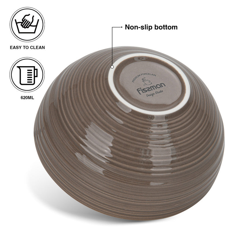Fissman 2 Pieces Bowls Firmina Brown 14.5 X 7 cm / 620ML New Bone China