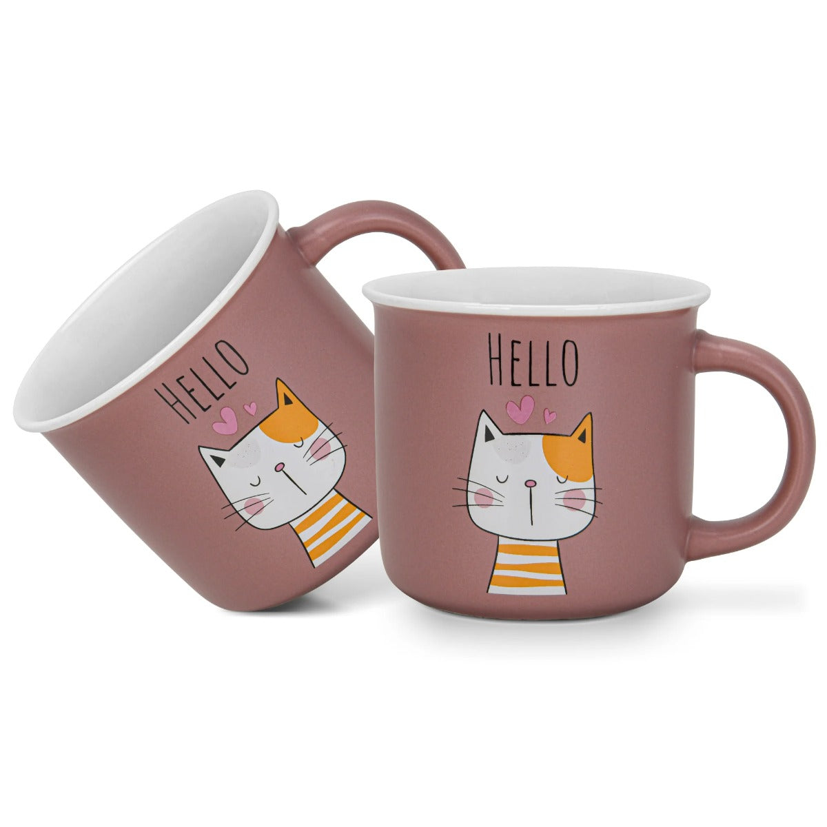 Fissman 2 Piece Mugs 380ML Hello New Bone China