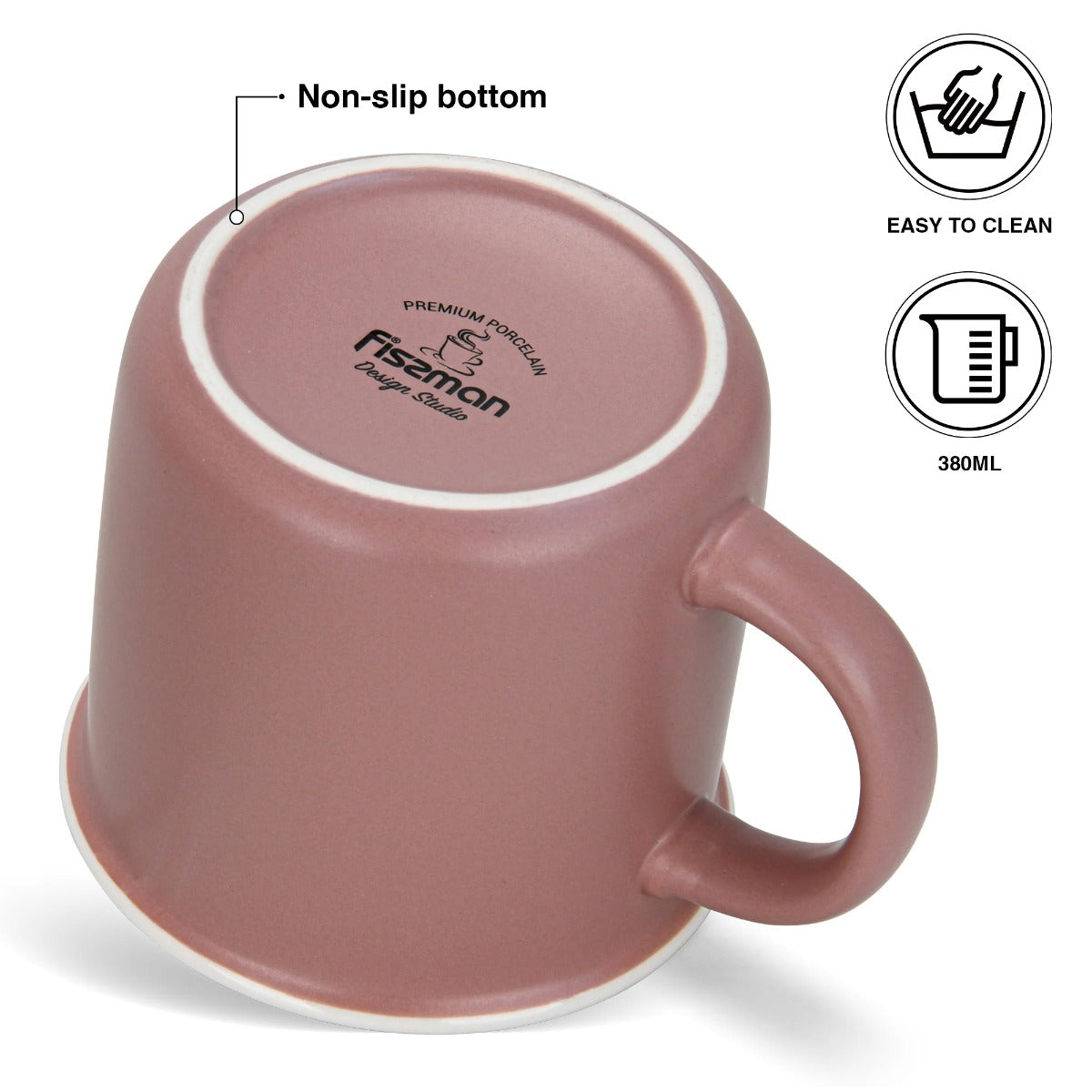 Fissman 2 Piece Mugs 380ML Hello New Bone China
