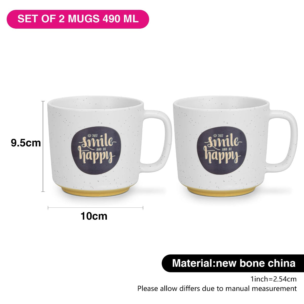 Fissman Set Of 2 Mugs 490 ML Smile Happy