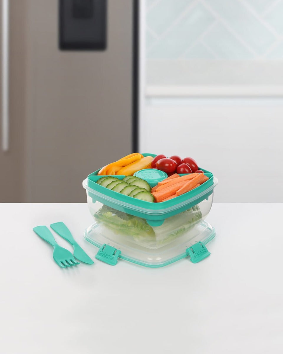 Sistema Salad To Go 1.1L Teal Clip