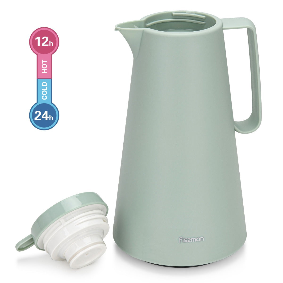 Fissman Vacuum Insulated Flask 1000 ML Green With Pink Glass Liner