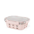 Beola 3 Compartment Glass Food Storage Container With Silicone Protective Sleeve, 1050Ml Blush Pink