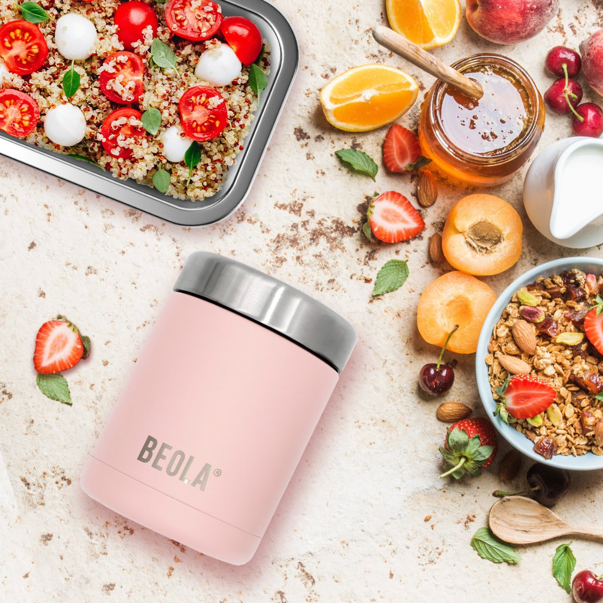 Beola 450Ml Vacuum Insulated Food Jar Blush Pink