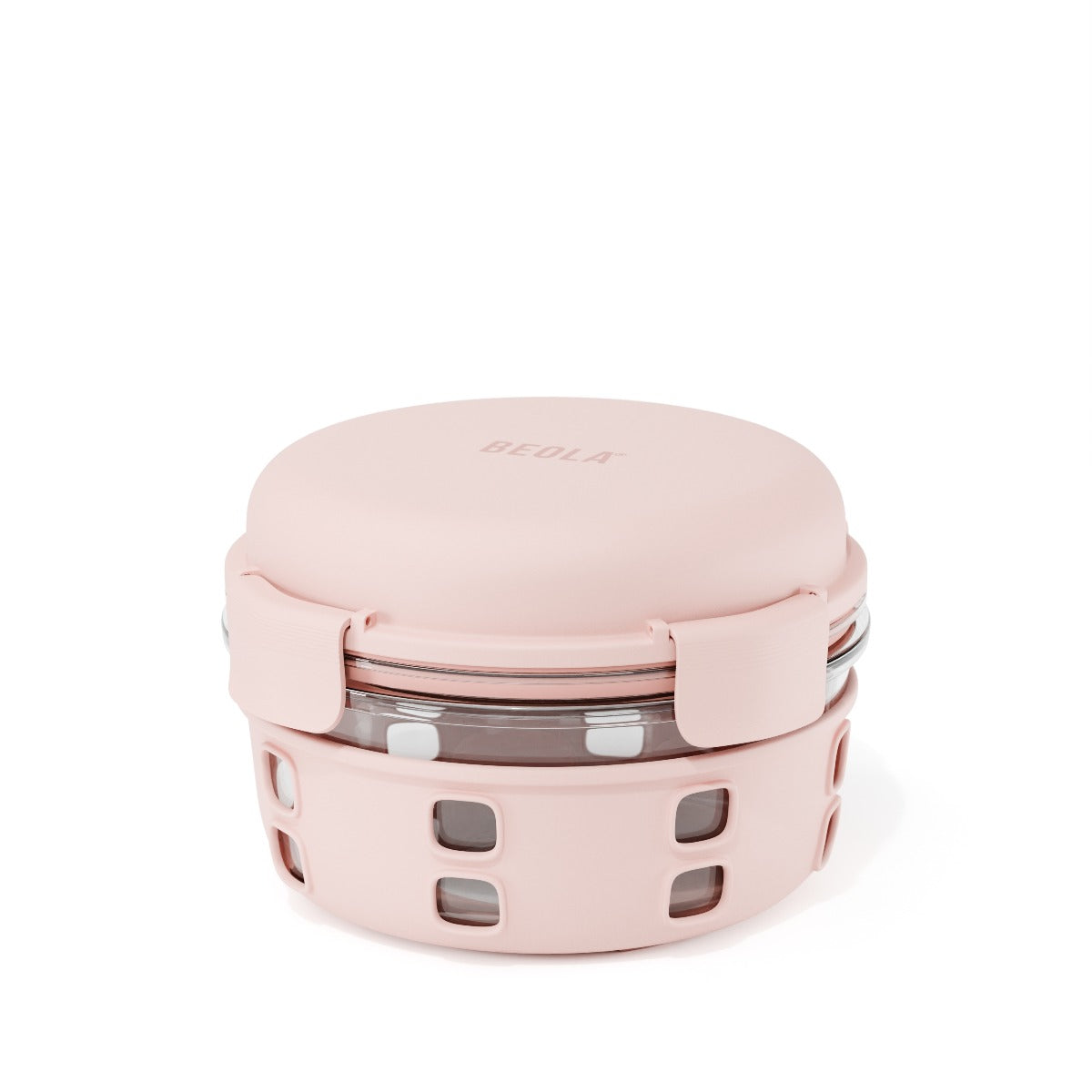 Beola Glass Food Bowl Container With Ice Pack 950Ml Blush Pink