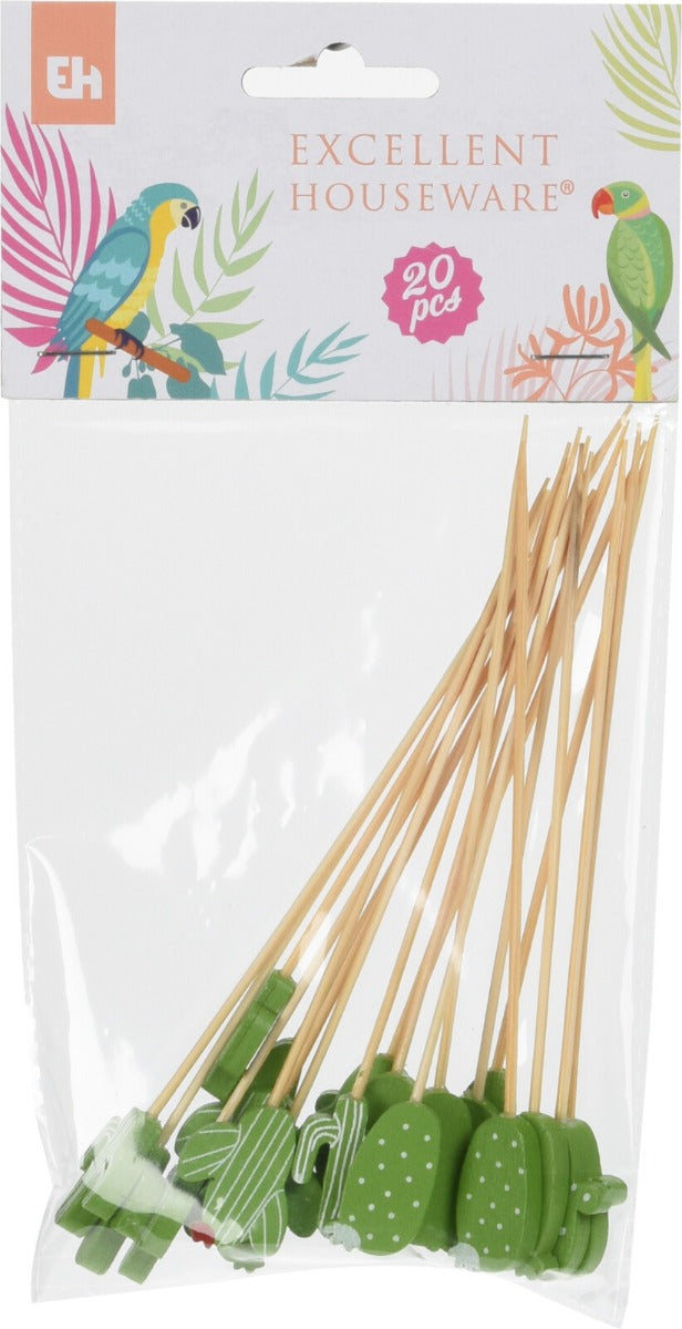 Homesmiths Cocktail Stick Set Of 20, 3 Assorted Colors