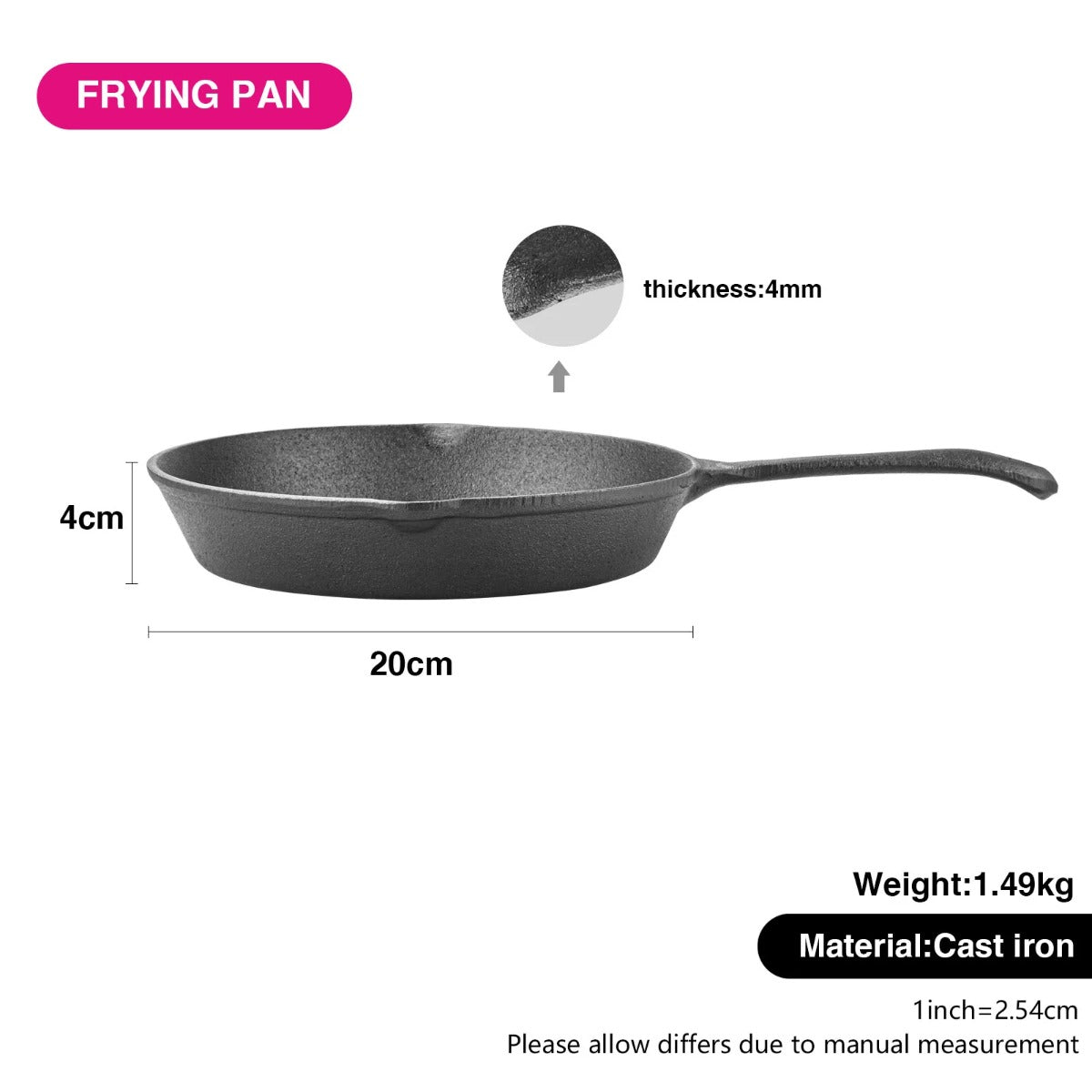 Fissman Frying Pan 20 X 4 cm Cast Iron