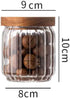 1Chase Borosilicate Stripe Glass Food Storage Jar With Acacia Wood 10CM 500 ML