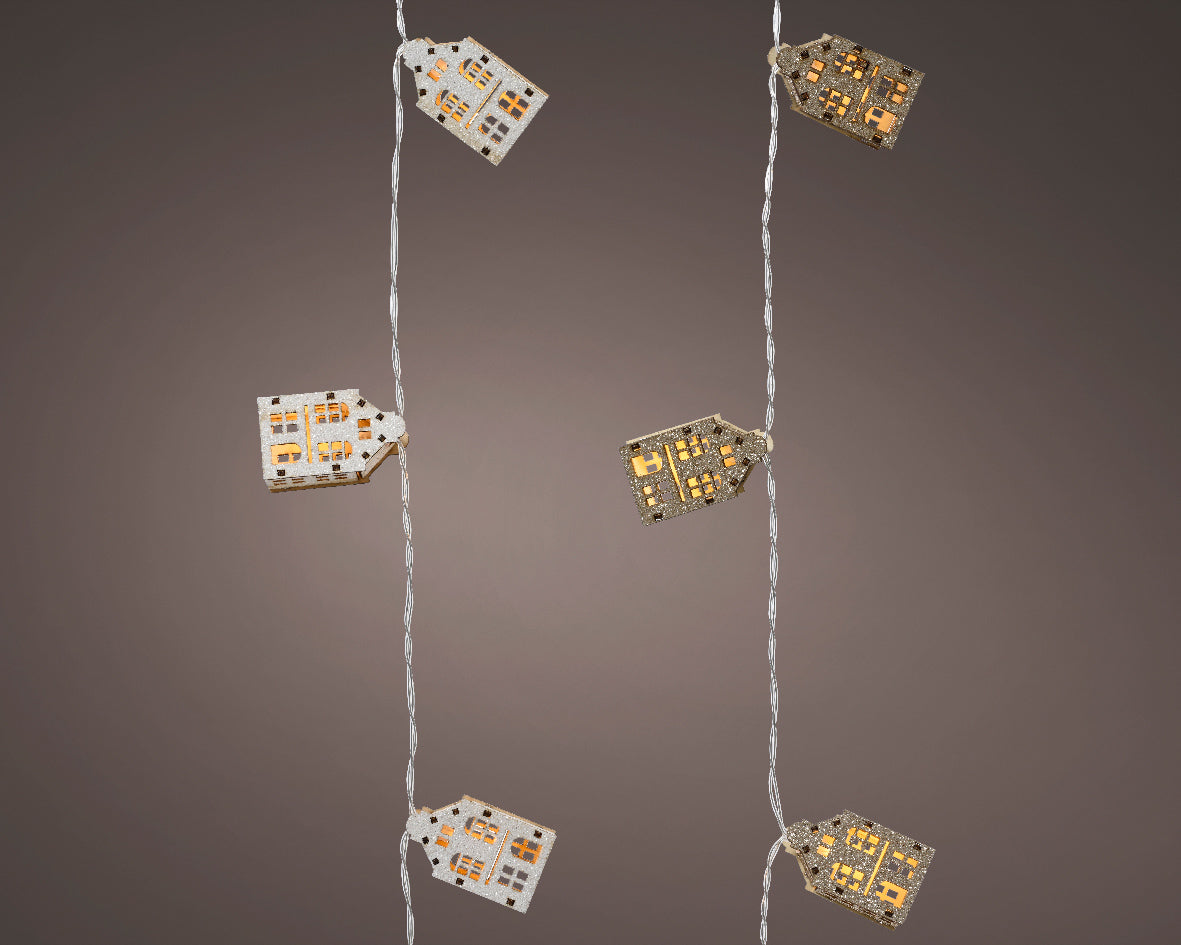 Homesmiths LED Deco String Lights Plywood House With White 10L Battery