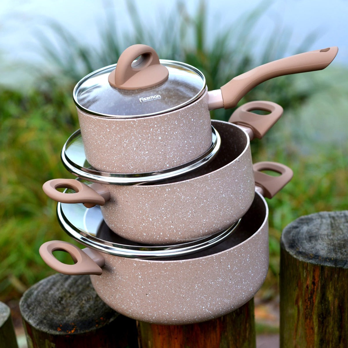 Fissman Cookware Set Latte 6 Pieces Aluminum with Non-Stick Coating