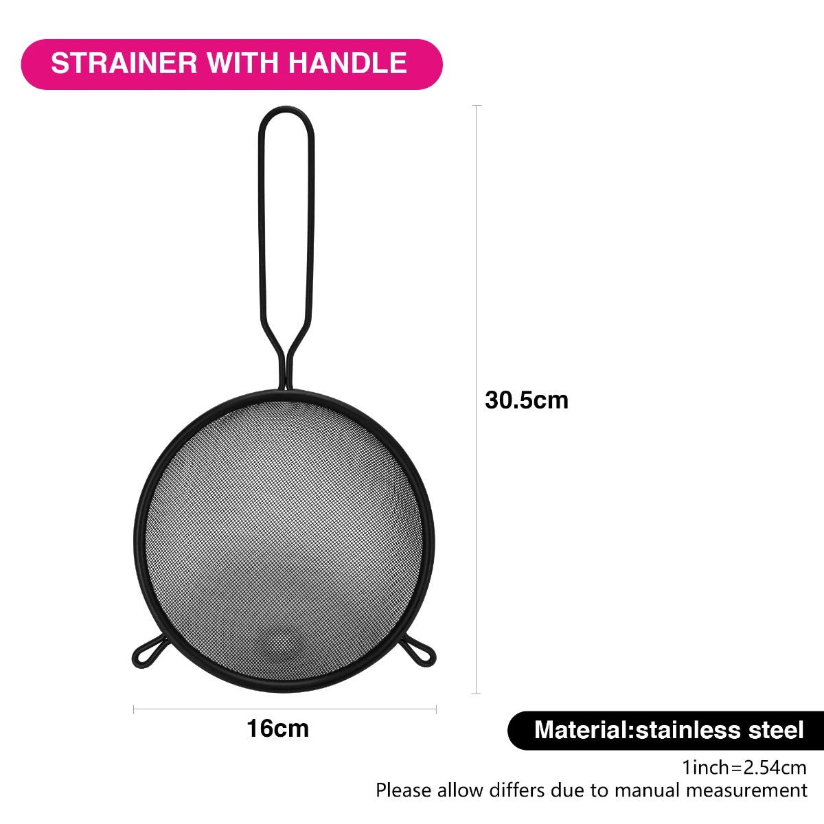 Fissman Fine Mesh Strainer 16 Cm With Handle Hang Hole