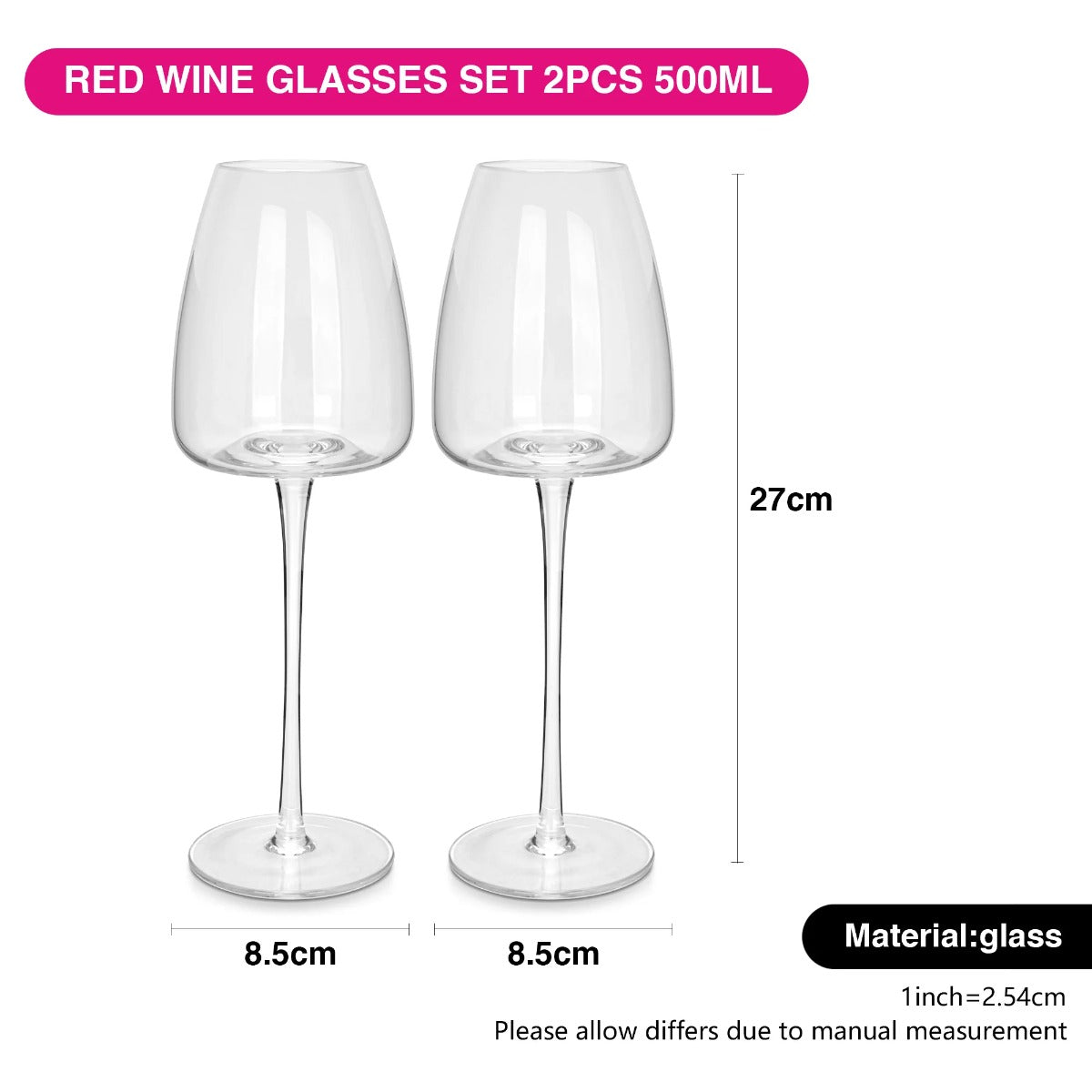 Fissman Set Of 2 Red Wine Glasses 500 ML