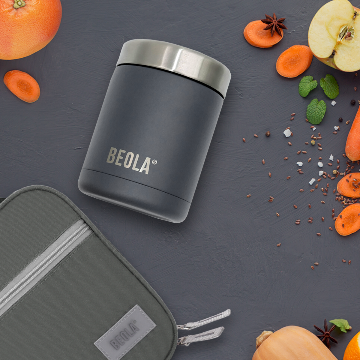 Beola 450Ml Vacuum Insulated Food Jar Lava Gray
