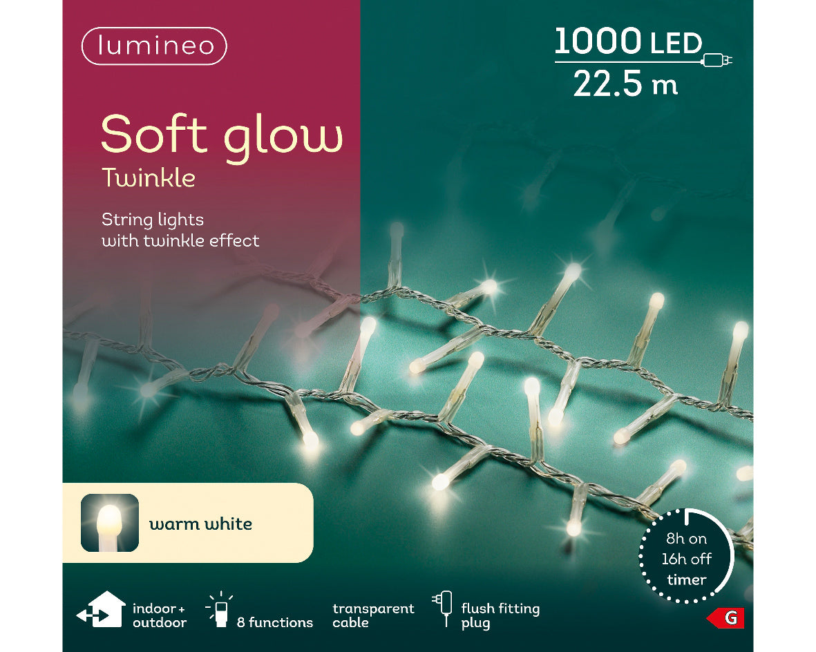 Homesmiths LED Soft Glow Compact Lights 8 Function Twinkle Warm White 1000L