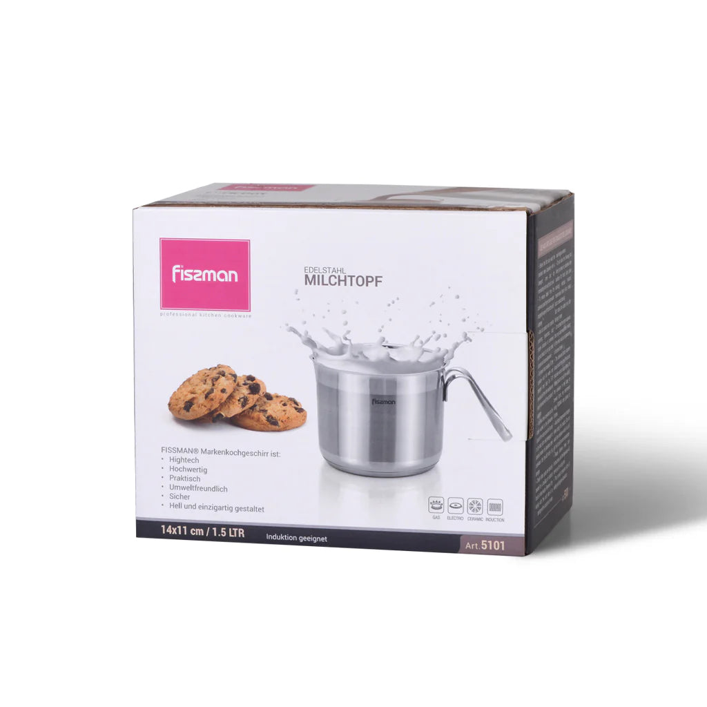 Fissman Stainless Steel Milk Pot 14 x 11cm Silver 1.5L