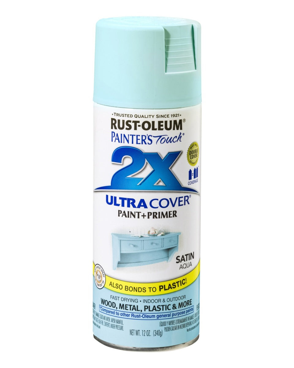 RustOleum Painters Touch 2X Ultra Cover Satin Aqua 12Oz