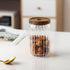 1Chase Borosilicate Stripe Glass Food Storage Jar With Acacia Wood 15 cm 700 ML